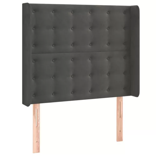 Sötétszürke bársony LED-es fejtámla 103x16x118/128 cm