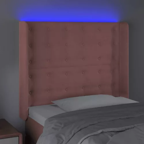 Rózsaszín bársony LED-es fejtámla 103x16x118/128 cm