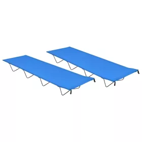   2 db kék oxford szövet és acél kempingágy 180 x 60 x 19 cm