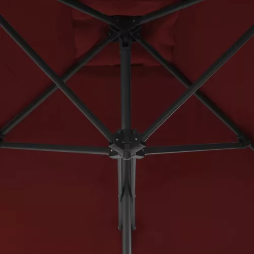 Bordóvörös kültéri napernyő acélrúddal 250 x 250 x 230 cm