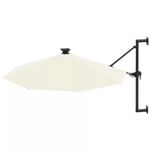 Homokszínű fali napernyő LED-ekkel és fémrúddal 300 cm