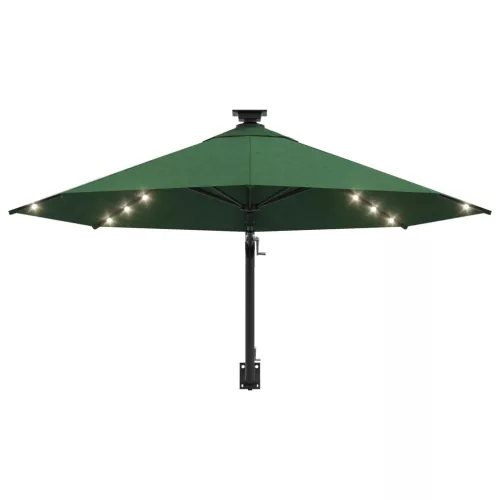 Zöld fali napernyő LED-ekkel és fémrúddal 300 cm