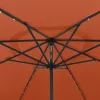Terrakotta kültéri napernyő LED-fényekkel és fémrúddal 400 cm