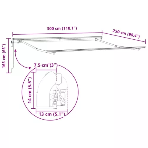 Napernyő Fehér 3 x 2,5 m Fém