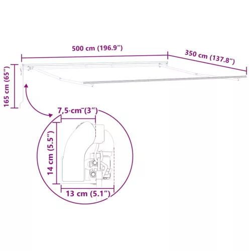 Napernyő Fehér 5 × 3,5 m Fém