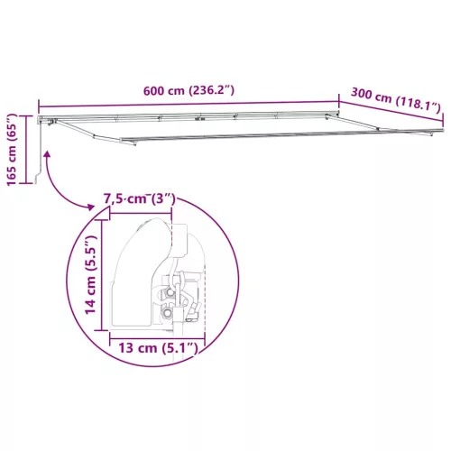 Napernyő Antracit 6 x 3 m Fém
