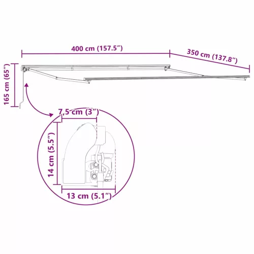 Napernyő Antracit 4 × 3,5 m Fém