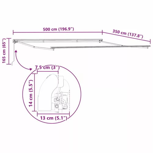 Napernyő Antracit 5 × 3,5 m Fém