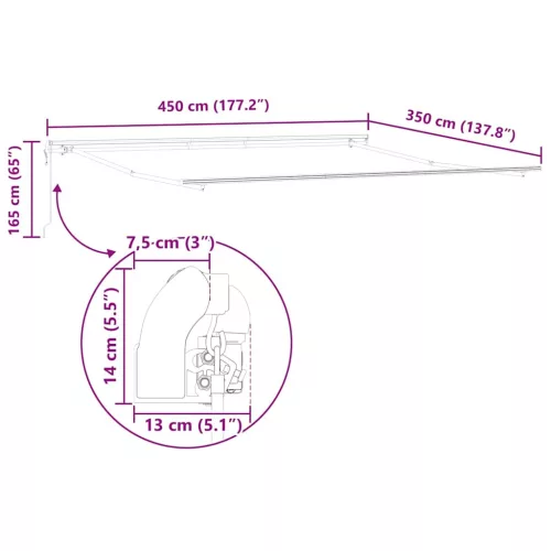 Napernyő Antracit 4,5 × 3,5 m Fém