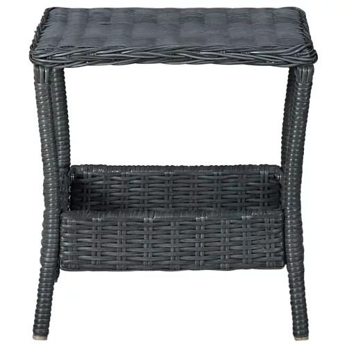 Sötétszürke polyrattan kerti asztal 45 x 45 x 46,5 cm