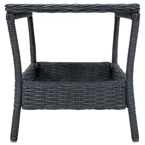 Sötétszürke polyrattan kerti asztal 45 x 45 x 46,5 cm