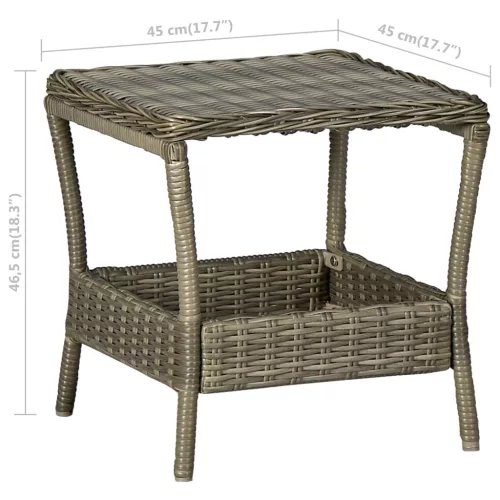 Barna polyrattan kerti asztal 45 x 45 x 46,5 cm