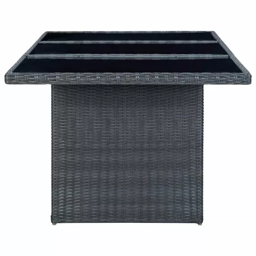 Sötétszürke polyrattan és edzett üveg dohányzóasztal