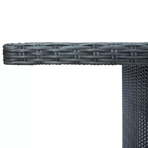 Sötétszürke polyrattan és edzett üveg dohányzóasztal