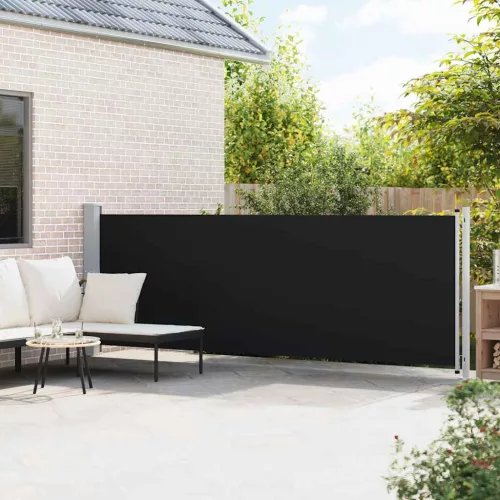 Fekete kihúzható oldalsó terasz-napellenző 140 x 600 cm