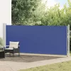 Kék behúzható oldalsó terasz-napellenző 600 x 160 cm