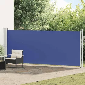 Kék behúzható oldalsó terasz-napellenző 600 x 160 cm