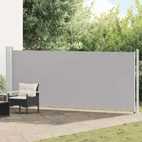 Szürke behúzható oldalsó terasz-napellenző 600 x 160 cm