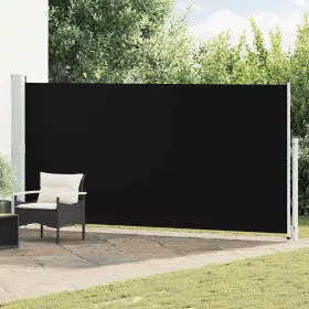 Fekete behúzható oldalsó terasznapellenző 180 x 500 cm