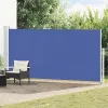 Kék behúzható oldalsó terasznapellenző 180 x 500 cm