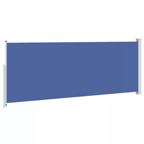 Kék behúzható oldalsó terasznapellenző 180 x 500 cm