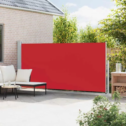 Piros behúzható oldalsó terasznapellenző 180 x 500 cm