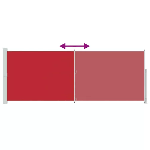 Piros behúzható oldalsó terasznapellenző 180 x 500 cm