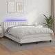 Fehér műbőr rugós ágy matraccal és LED-del 140x200 cm