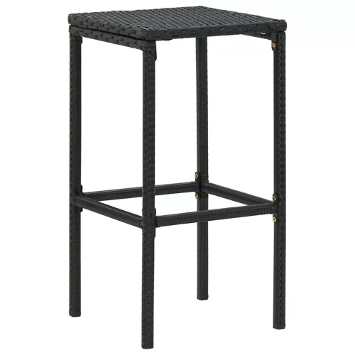 3 db fekete polyrattan bárszék párnával
