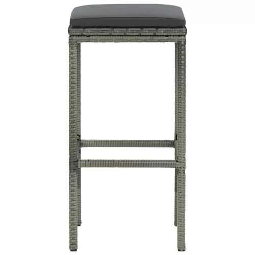3 db szürke polyrattan bárszék párnával