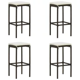 4 db barna polyrattan bárszék párnával
