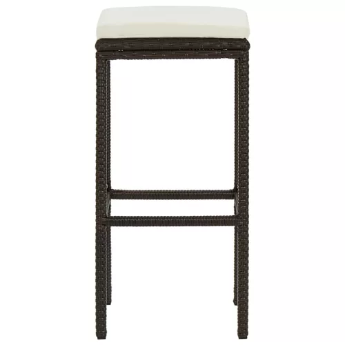 4 db barna polyrattan bárszék párnával