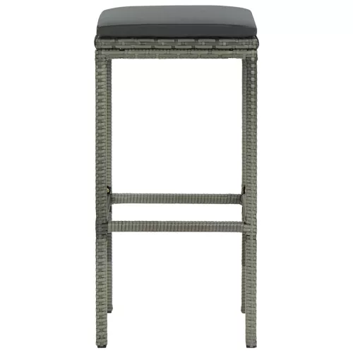 4 db szürke polyrattan bárszék párnával
