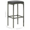 4 db szürke polyrattan bárszék párnával