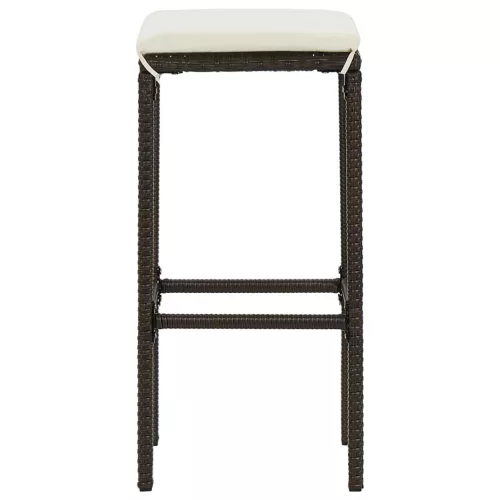 6 db barna polyrattan bárszék párnával