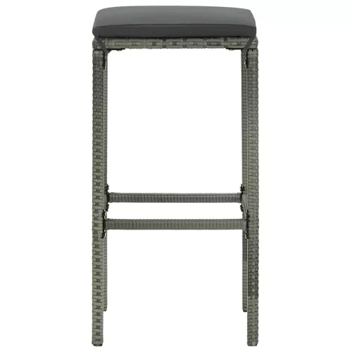 6 db szürke polyrattan bárszék párnával