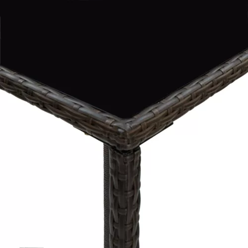 Barna polyrattan és üveg kerti bárasztal 70 x 70 x 110 cm