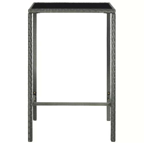 Szürke polyrattan és üveg kerti bárasztal 70 x 70 x 110 cm