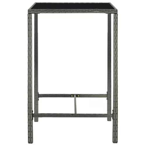 Szürke polyrattan és üveg kerti bárasztal 70 x 70 x 110 cm