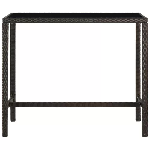 Barna polyrattan és üveg kerti bárasztal 130 x 60 x 110 cm