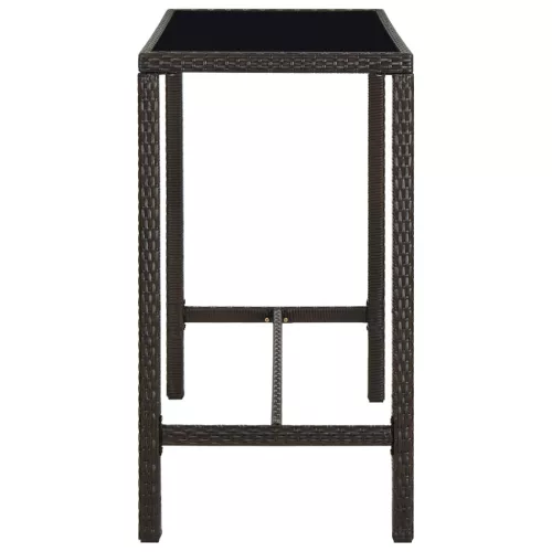 Barna polyrattan és üveg kerti bárasztal 130 x 60 x 110 cm