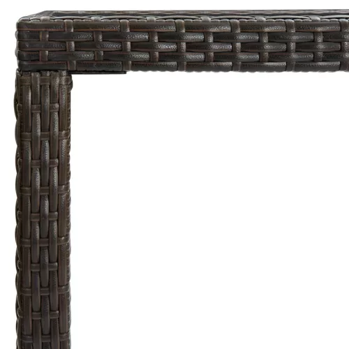 Barna polyrattan és üveg kerti bárasztal 130 x 60 x 110 cm