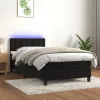 Fekete bársony rugós és LED-es ágy matraccal 100x200 cm