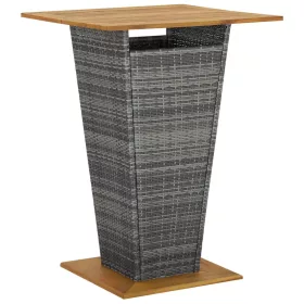   Szürke polyrattan és tömör akácfa bárasztal 80 x 80 x 110 cm