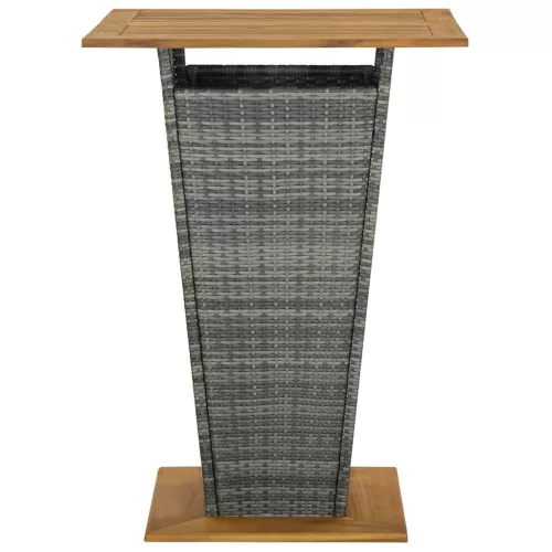 Szürke polyrattan és tömör akácfa bárasztal 80 x 80 x 110 cm