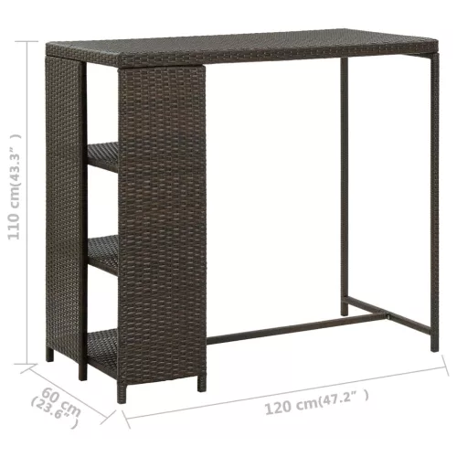 Barna polyrattan kerti tárolóláda 120 x 60 x 110 cm