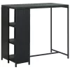 Fekete polyrattan bárasztal tárolópolccal 120 x 60 x 110 cm