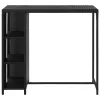 Fekete polyrattan bárasztal tárolópolccal 120 x 60 x 110 cm