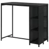 Fekete polyrattan bárasztal tárolópolccal 120 x 60 x 110 cm