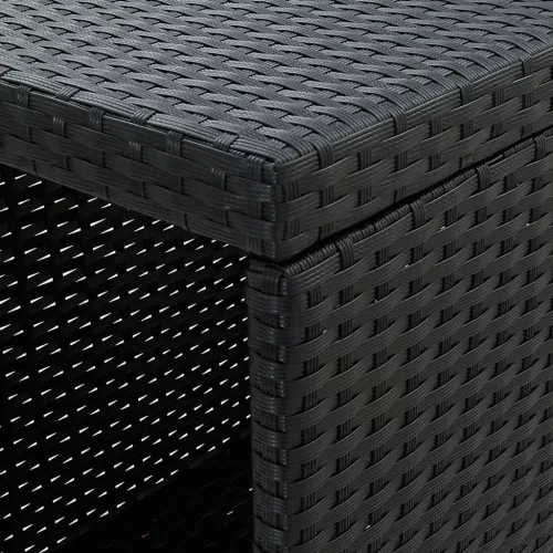 Fekete polyrattan bárasztal tárolópolccal 120 x 60 x 110 cm